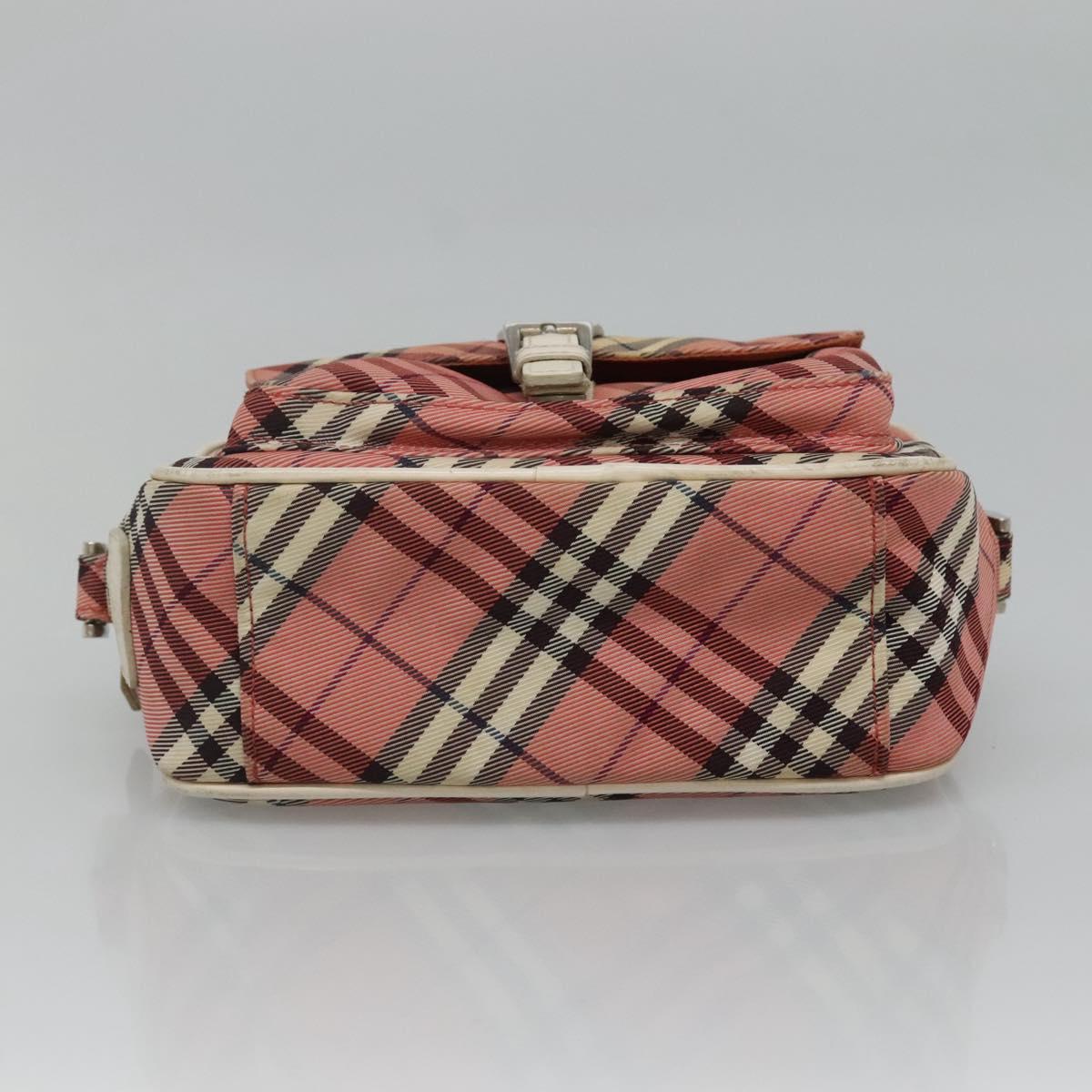 BURBERRY Nova Check Blue Label Shoulder Bag Canvas Red Auth ti2797