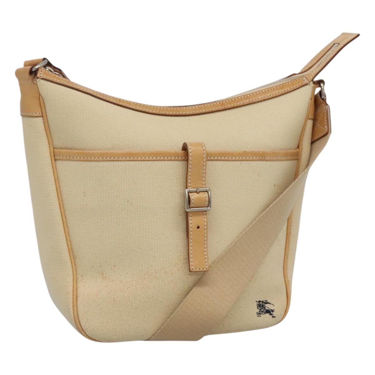 BURBERRY Blue Label Shoulder Bag Canvas Beige Auth ti2800
