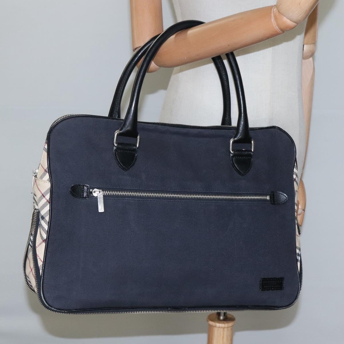 BURBERRY Blue Label Hand Bag Canvas Navy Auth ti2805