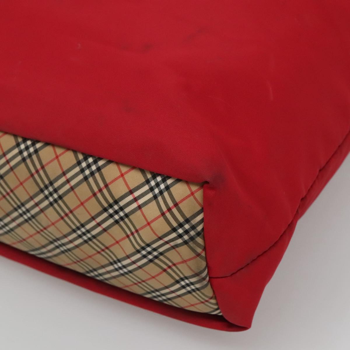 BURBERRY Tote Bag Nylon Red Auth ti2806