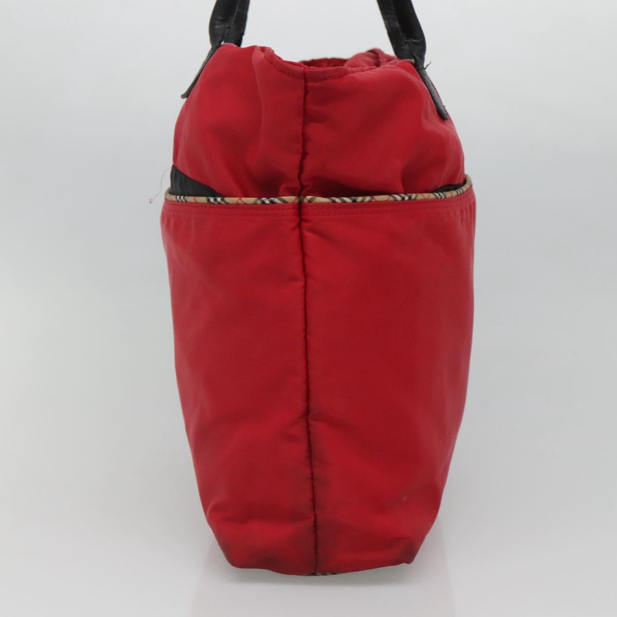 BURBERRY Tote Bag Nylon Red Auth ti2806