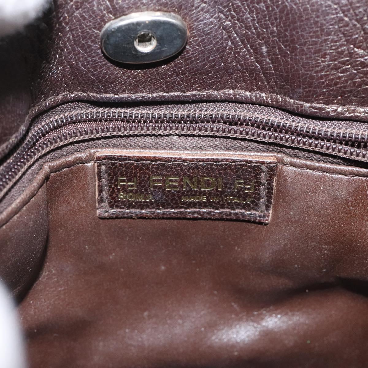 FENDI Zucca Canvas Shoulder Bag Brown Black Auth ti2809