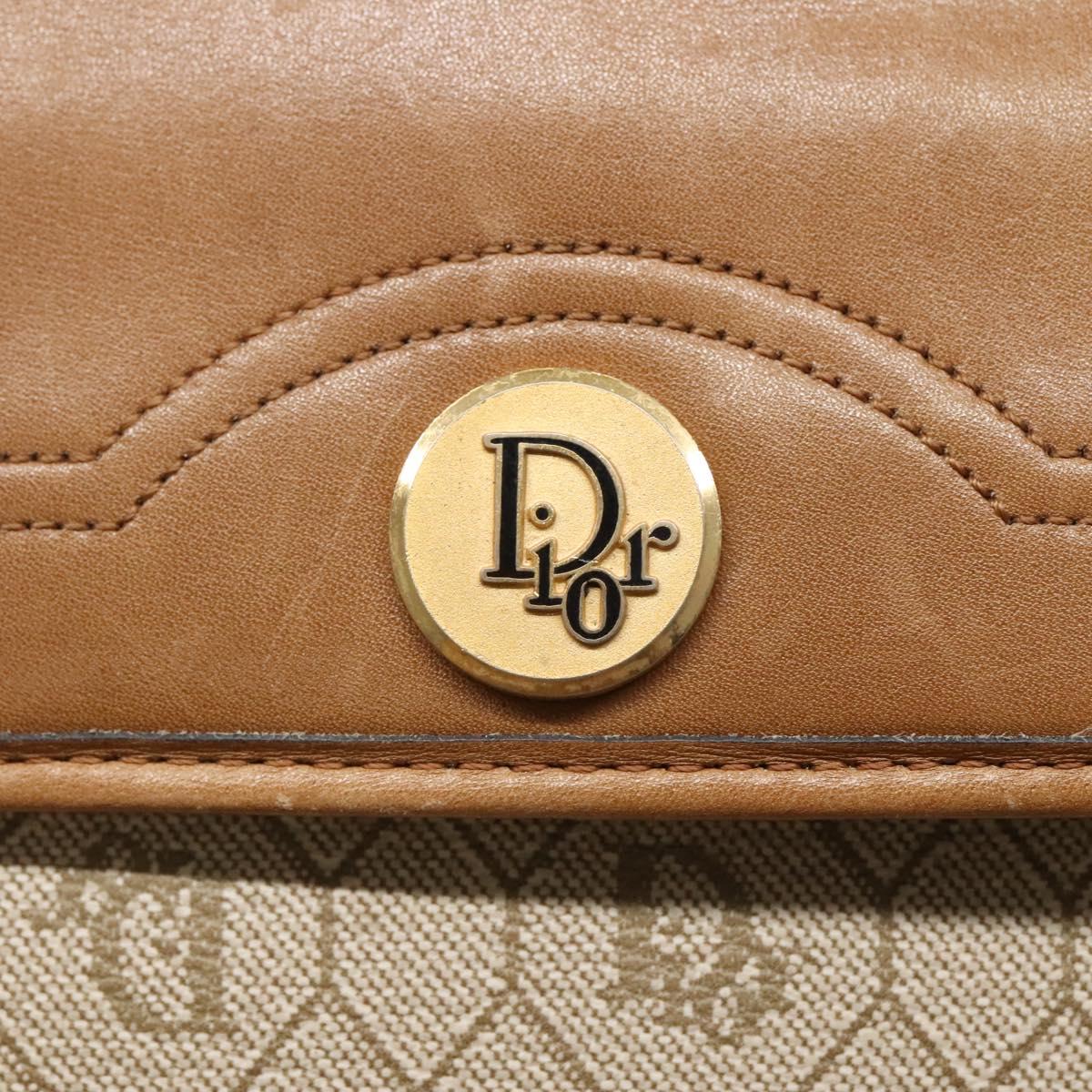 Christian Dior Honeycomb Canvas Clutch Bag PVC Leather Beige Gold Auth ti2820