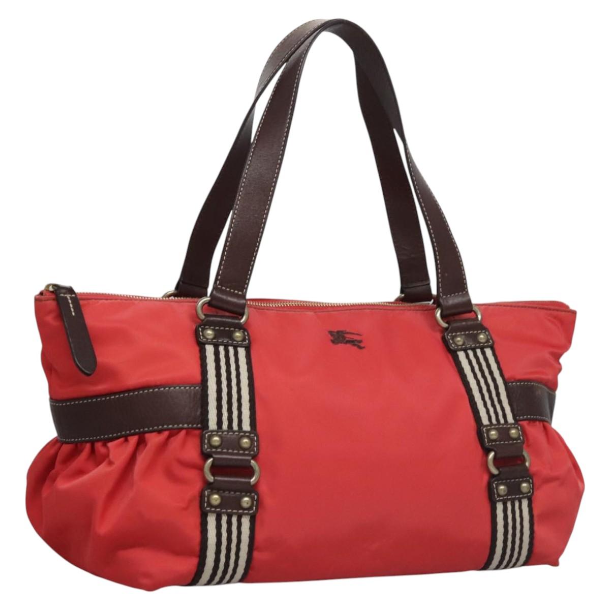 BURBERRY Blue Label Tote Bag Nylon Red Auth ti2825