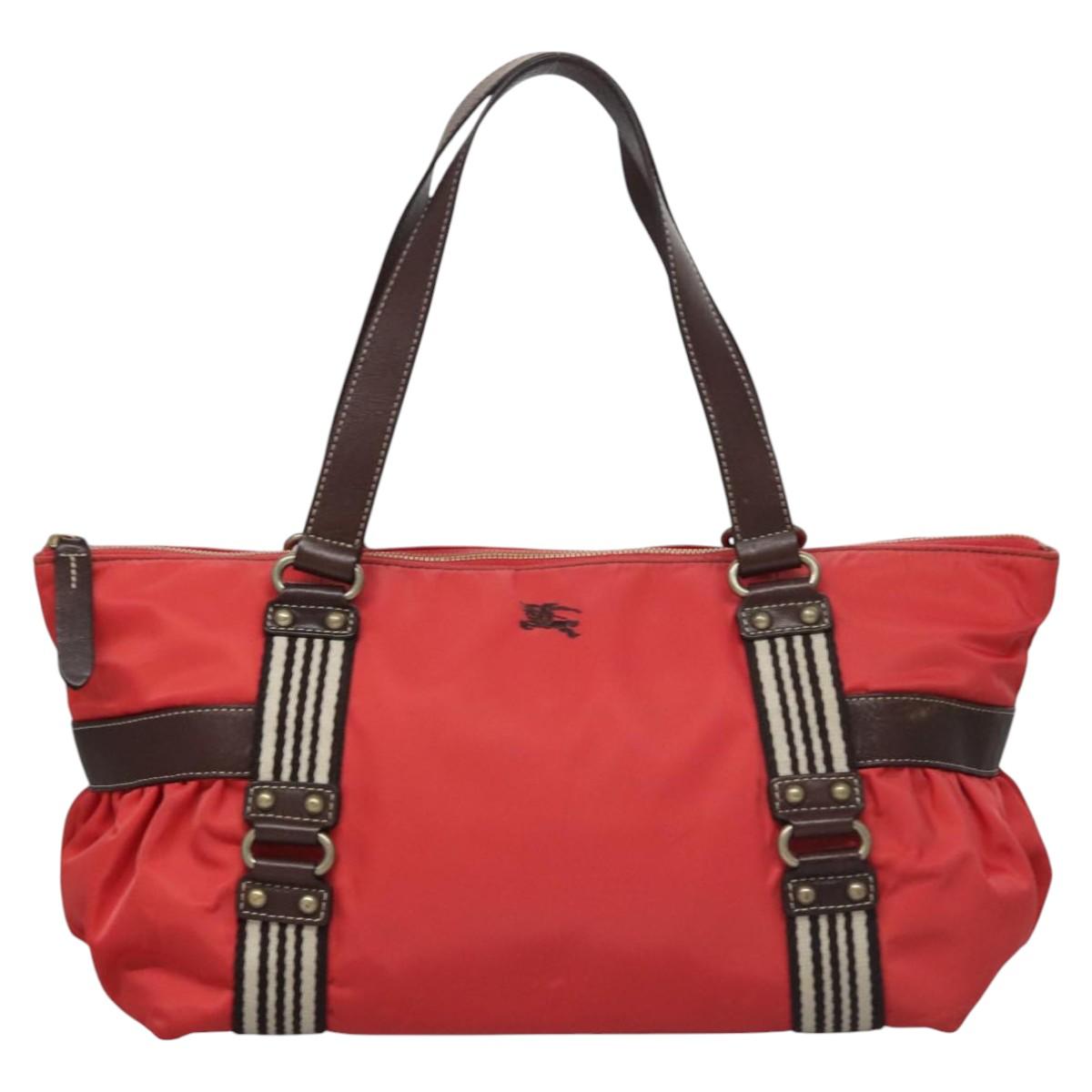 BURBERRY Blue Label Tote Bag Nylon Red Auth ti2825