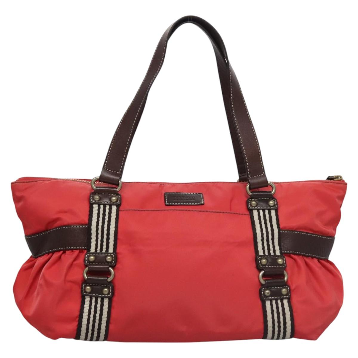 BURBERRY Blue Label Tote Bag Nylon Red Auth ti2825