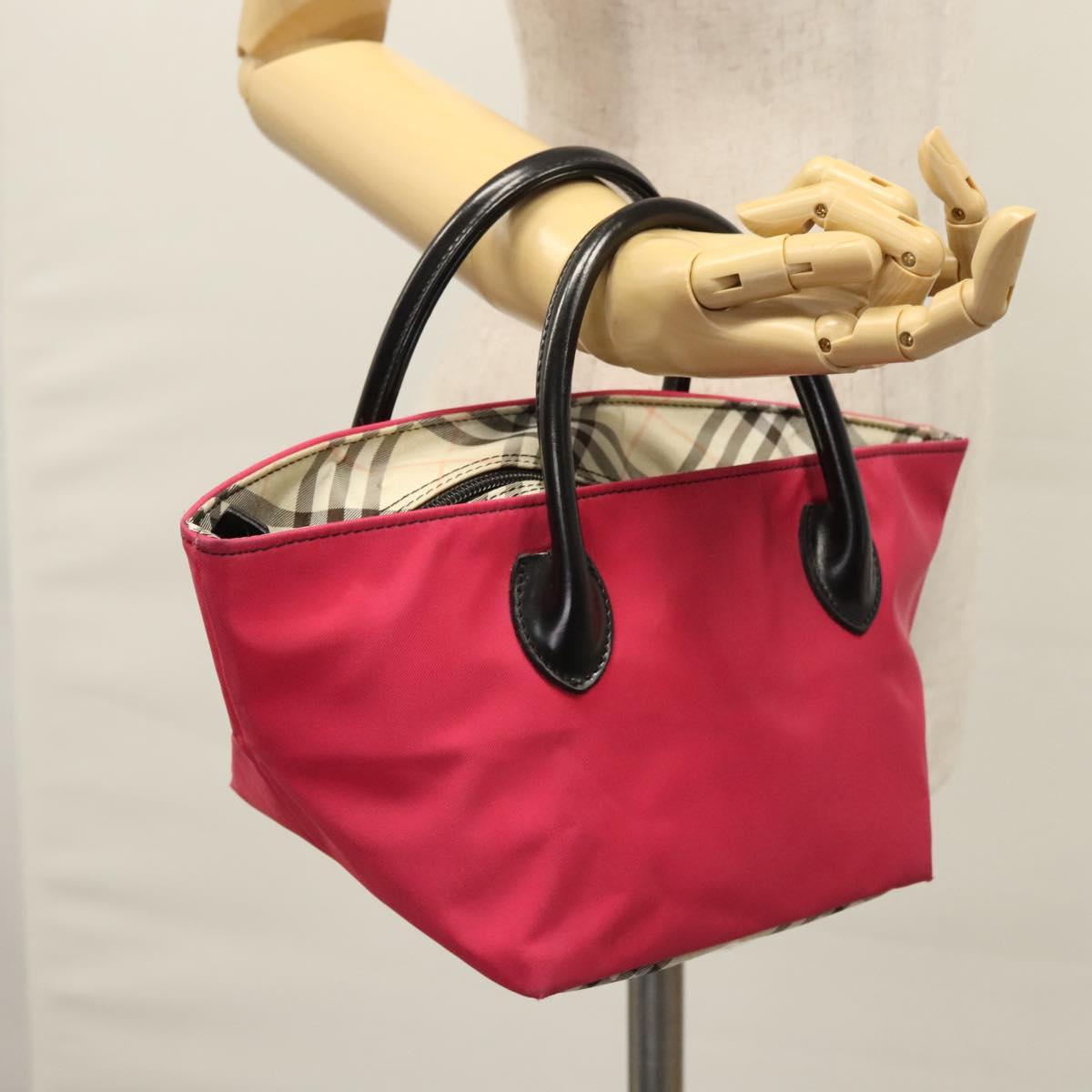 BURBERRY Blue Label Hand Bag Nylon Pink Auth ti2827