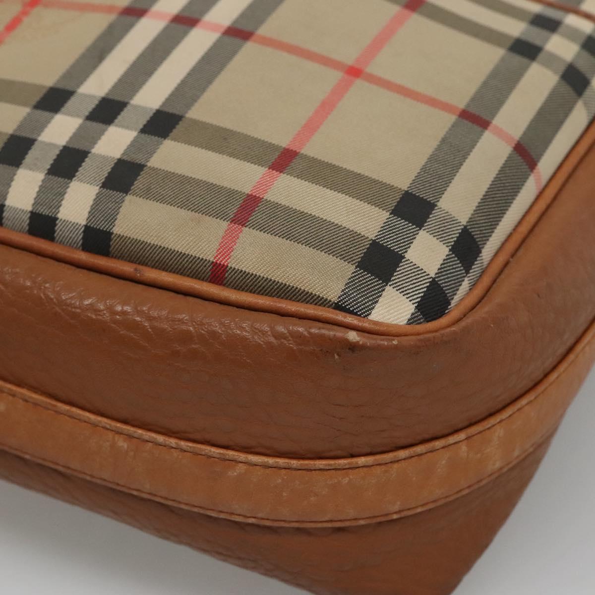 Burberrys Nova Check Blue Label Shoulder Bag Canvas Beige Auth ti2830