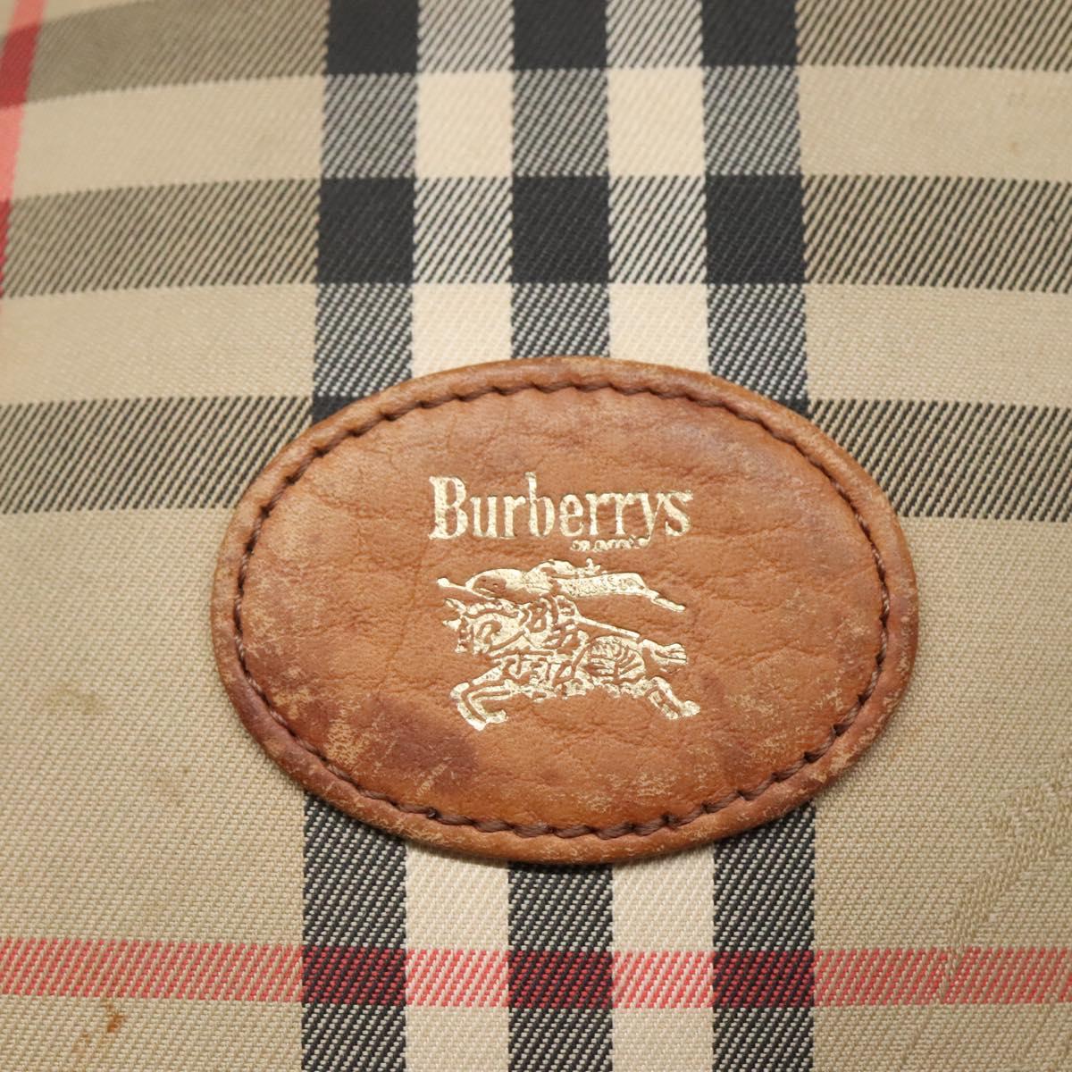 Burberrys Nova Check Blue Label Shoulder Bag Canvas Beige Auth ti2830