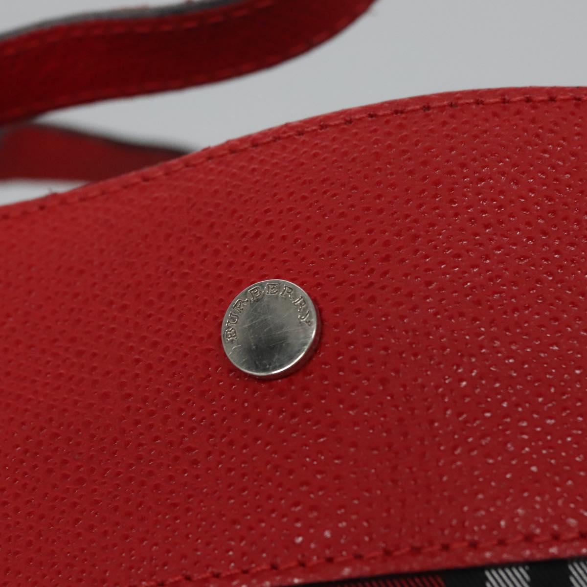 BURBERRY Nova Check Hand Bag Nylon Red Auth ti2831