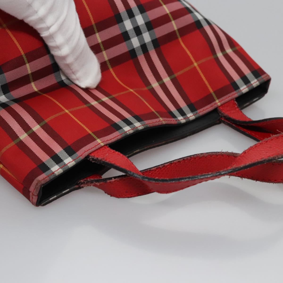 BURBERRY Nova Check Hand Bag Nylon Red Auth ti2831