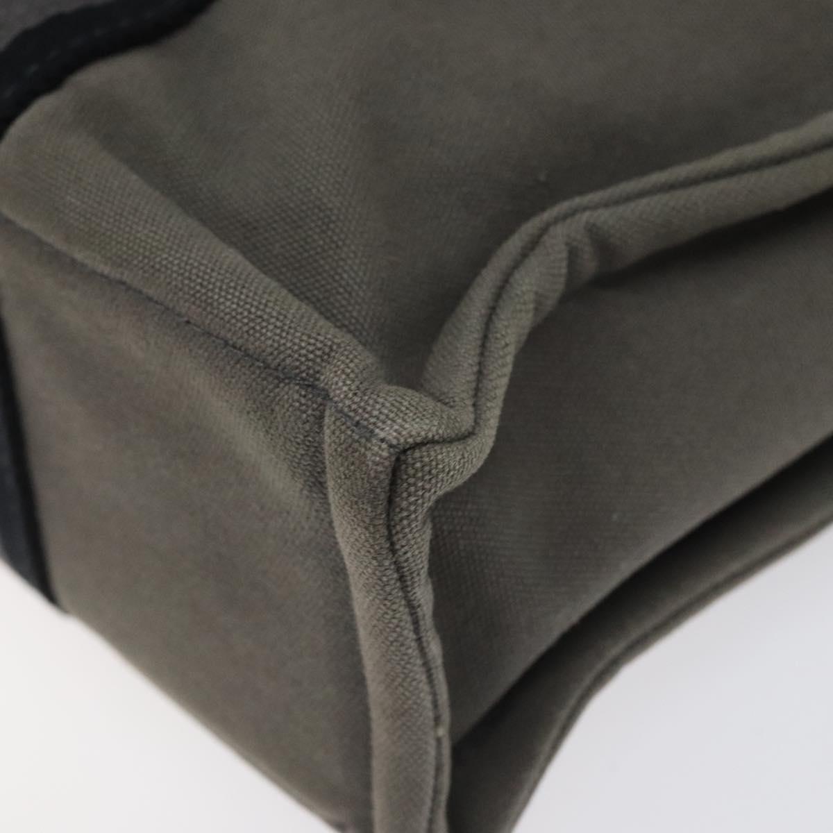HERMES Fourre Tout PM Hand Bag Canvas Black Gray Silver Auth ti2833