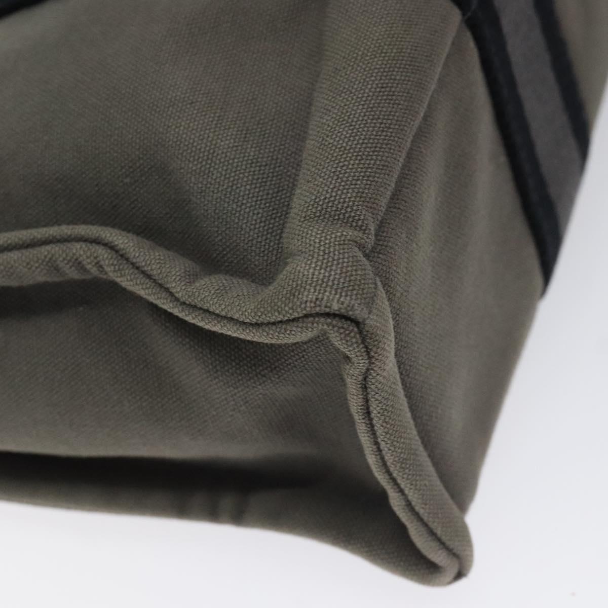 HERMES Fourre Tout PM Hand Bag Canvas Black Gray Silver Auth ti2833