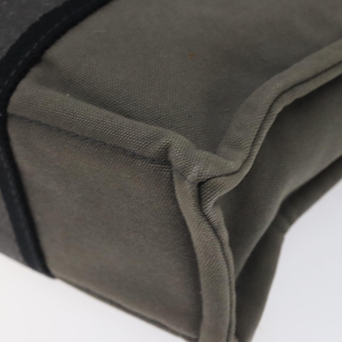 HERMES Fourre Tout PM Hand Bag Canvas Black Gray Silver Auth ti2833