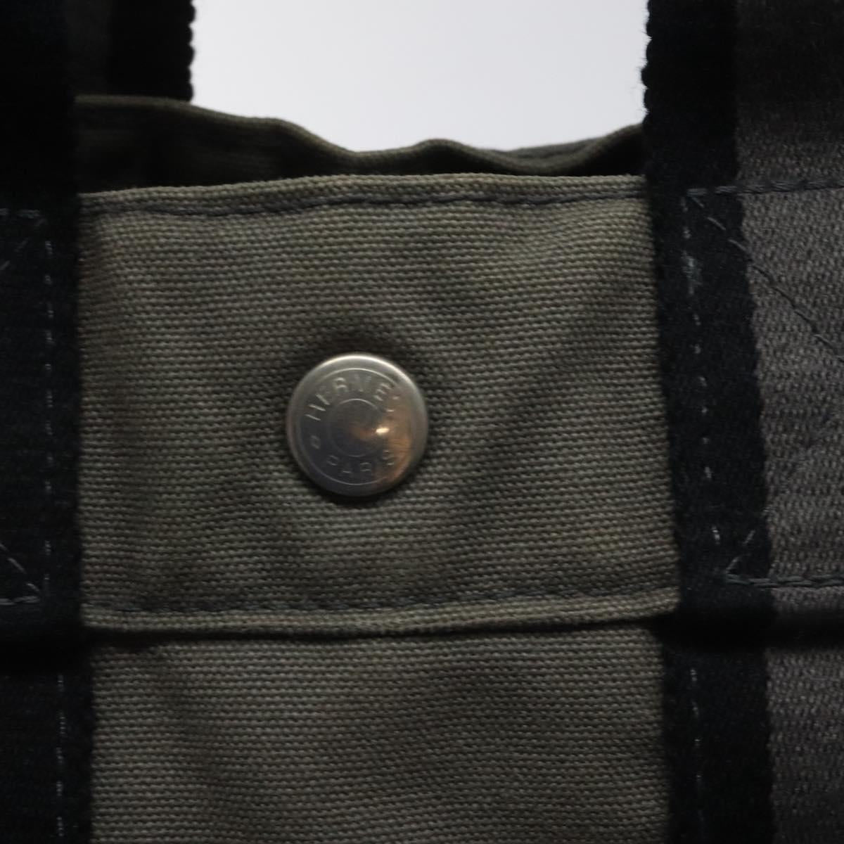 HERMES Fourre Tout PM Hand Bag Canvas Black Gray Silver Auth ti2833