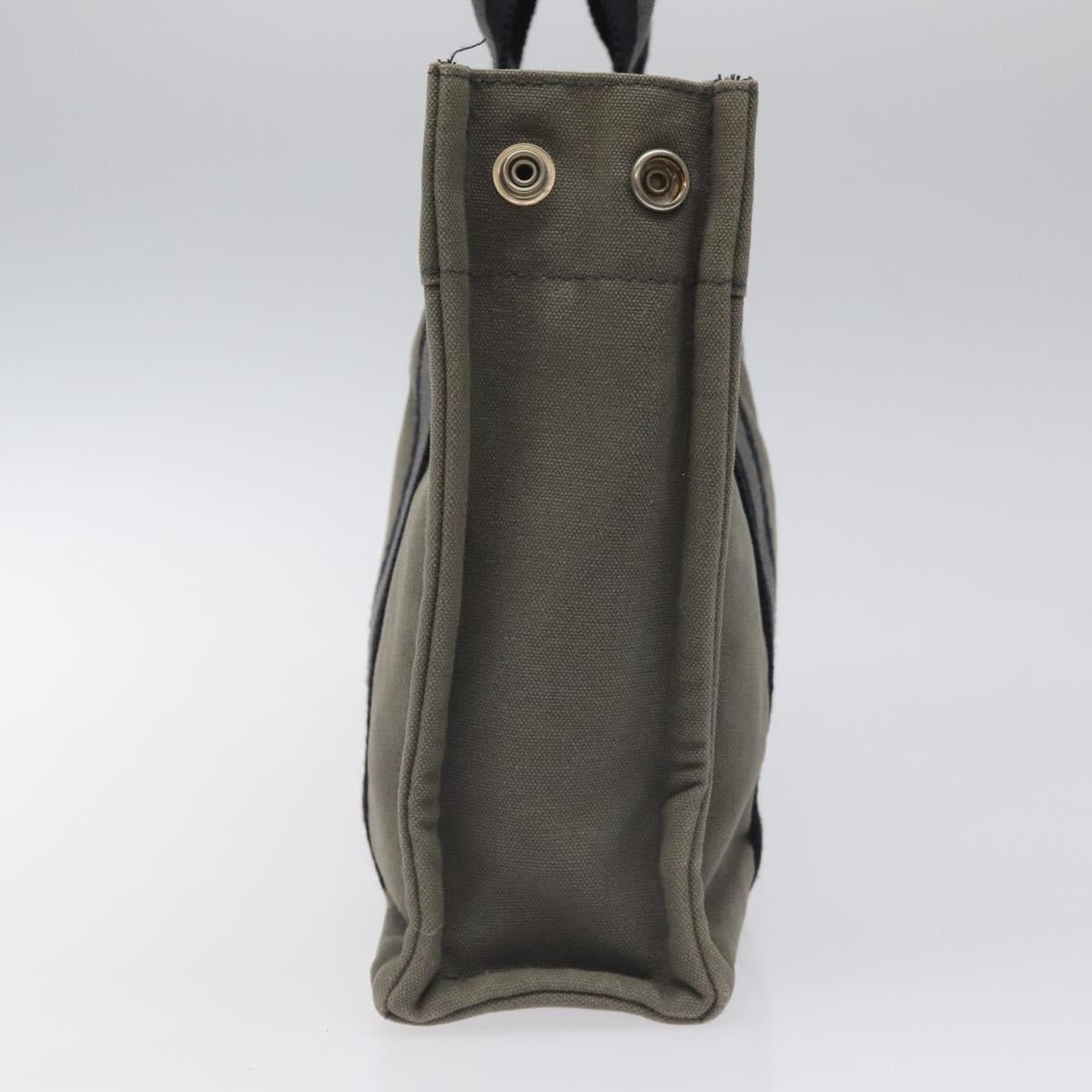 HERMES Fourre Tout PM Hand Bag Canvas Black Gray Silver Auth ti2833