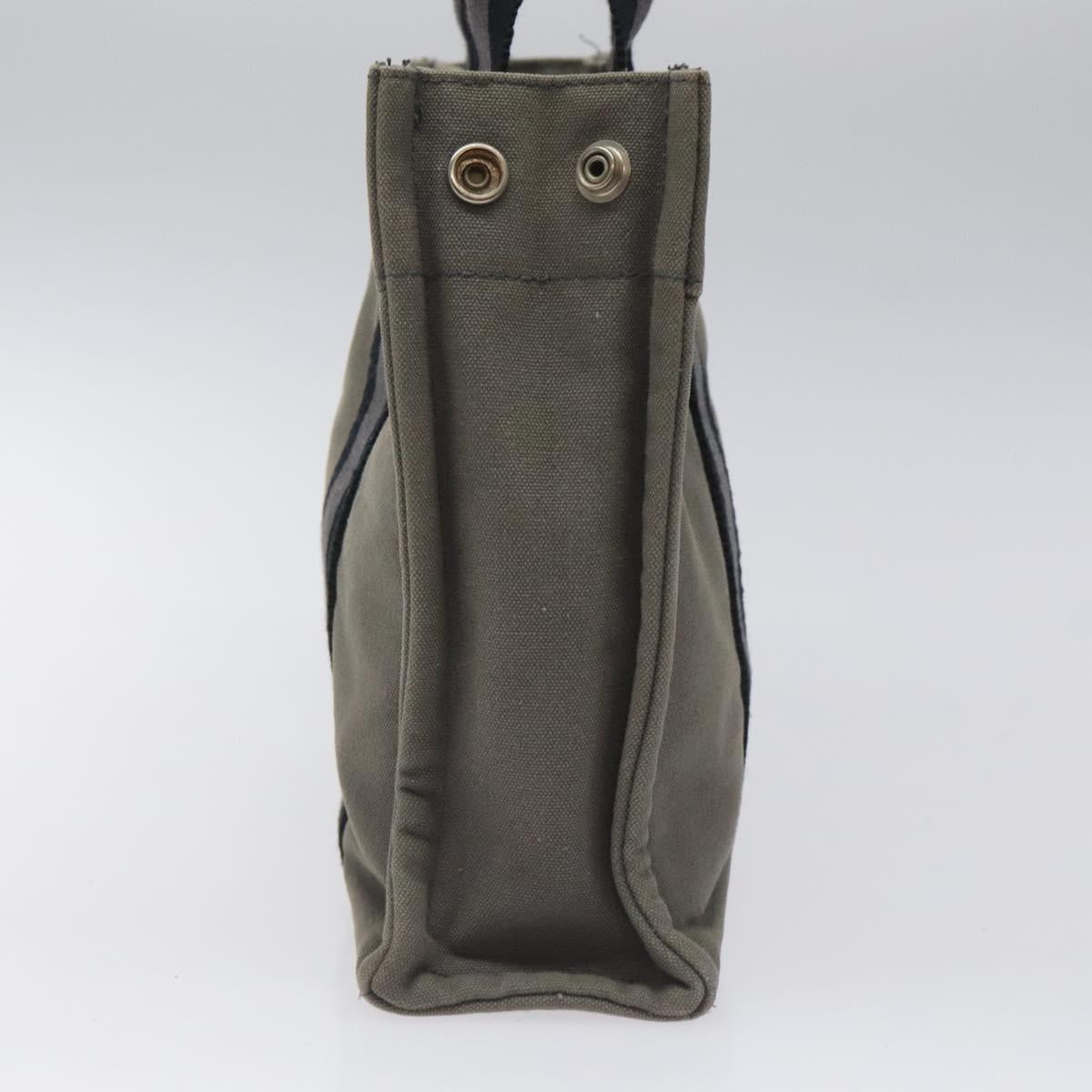 HERMES Fourre Tout PM Hand Bag Canvas Black Gray Silver Auth ti2833