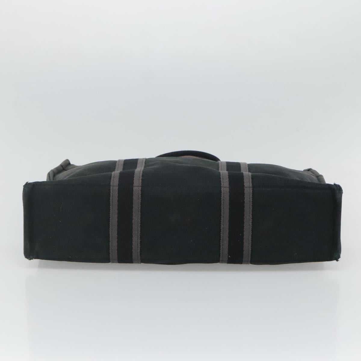 HERMES Fourre Tout MM Hand Bag Canvas Black Auth ti2835