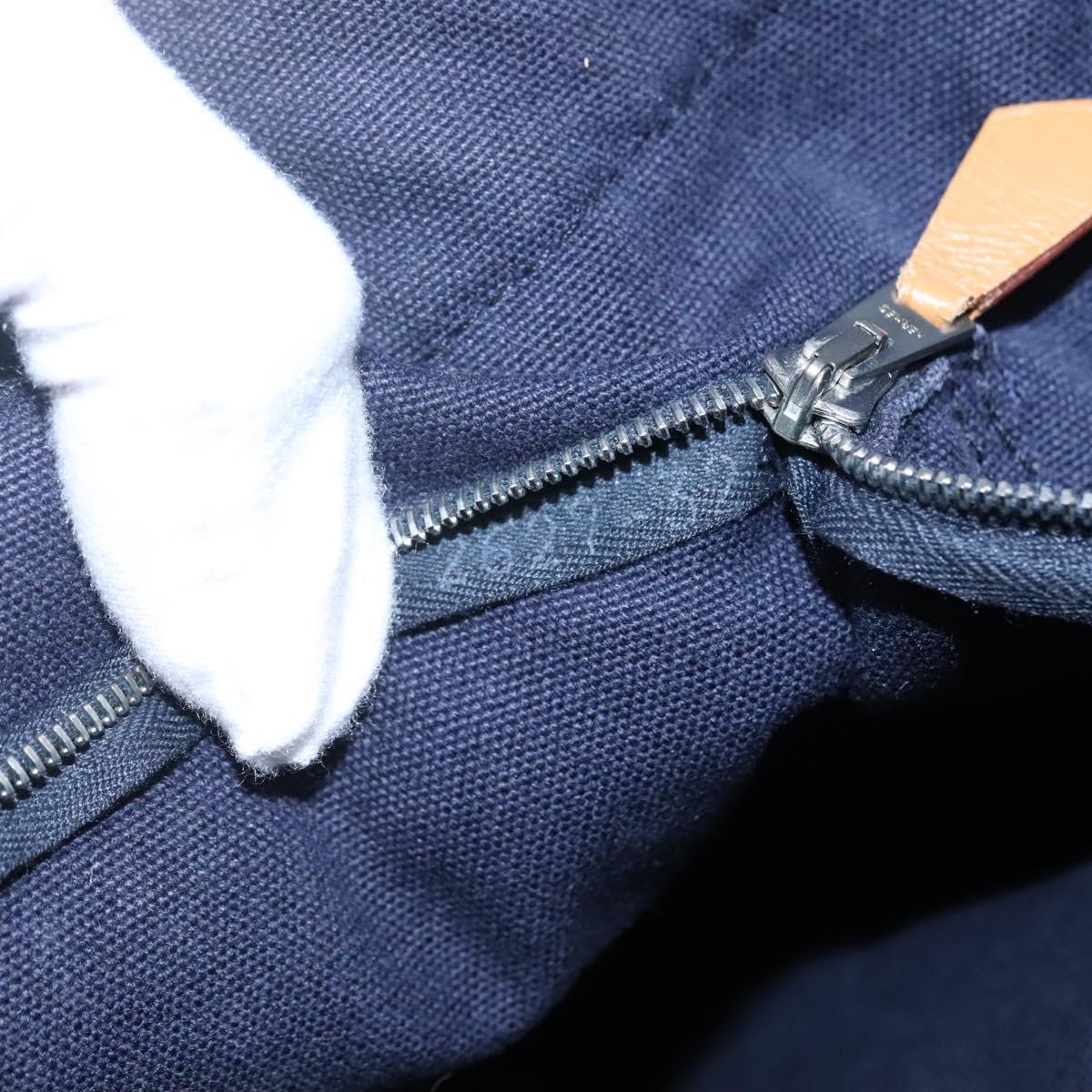 HERMES Fourre Tout MM Hand Bag Canvas Navy Auth ti2836