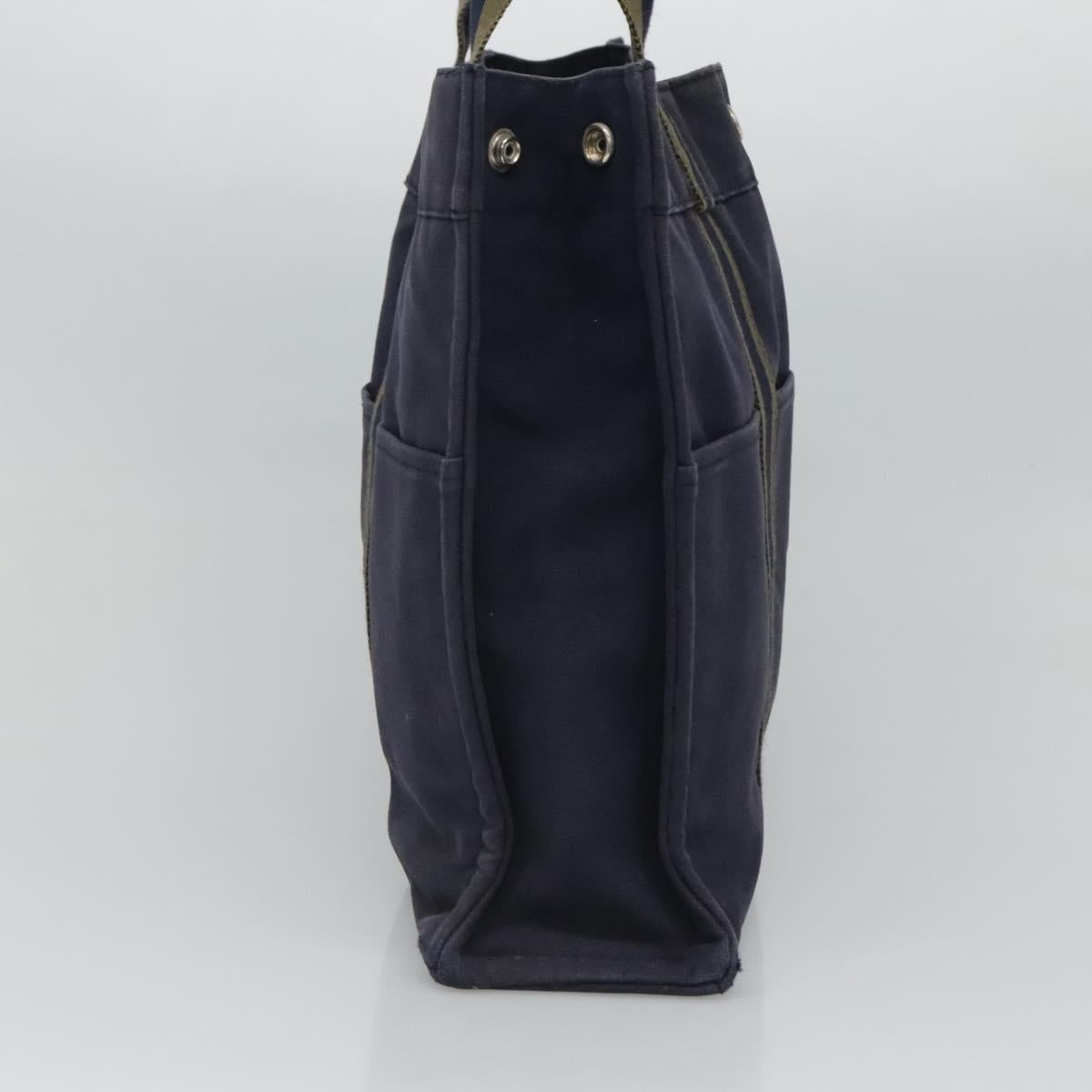 HERMES Fourre Tout MM Hand Bag Canvas Navy Auth ti2836