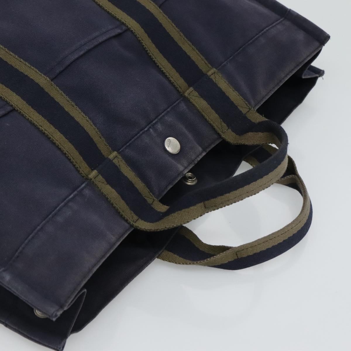 HERMES Fourre Tout MM Hand Bag Canvas Navy Auth ti2836