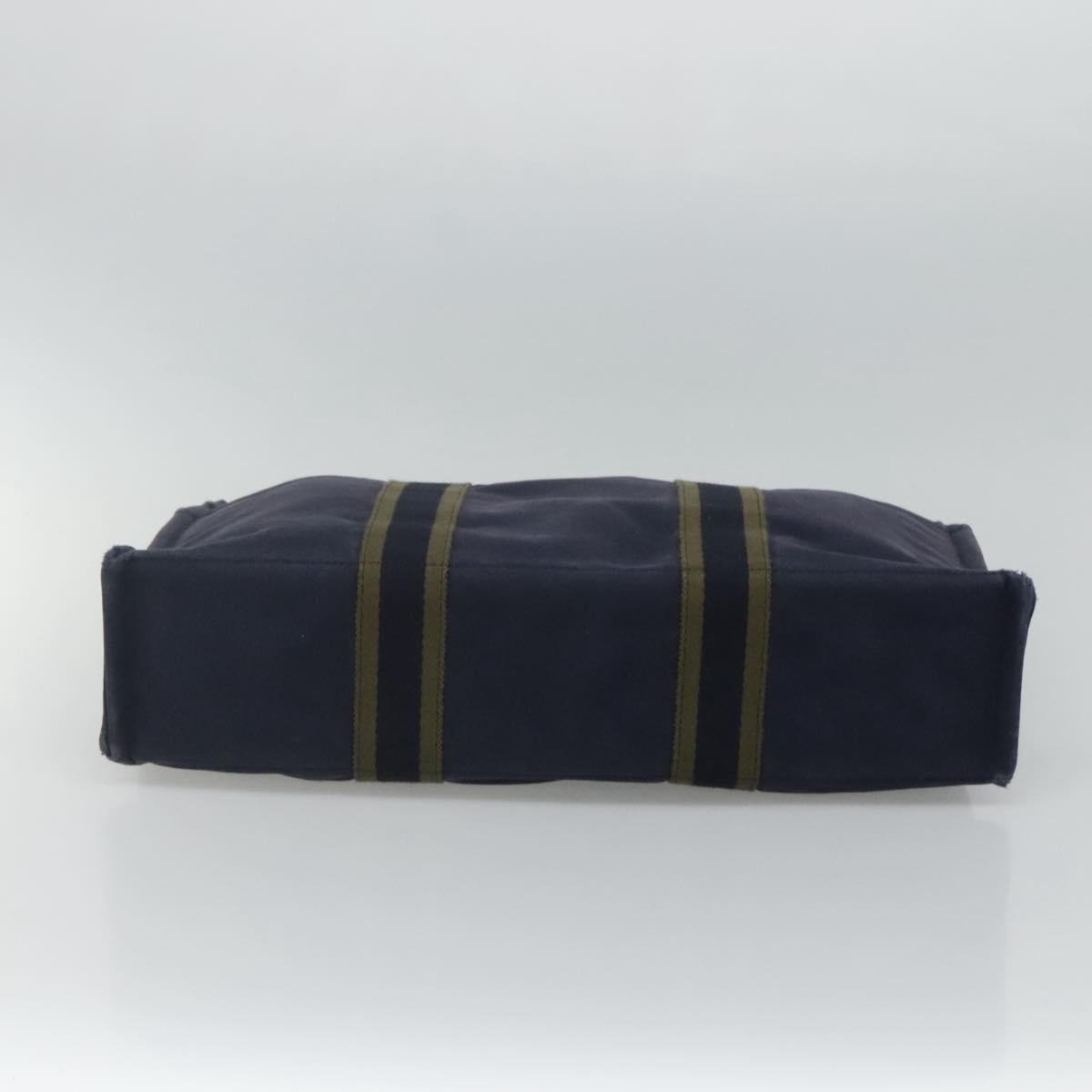 HERMES Fourre Tout MM Hand Bag Canvas Navy Auth ti2836