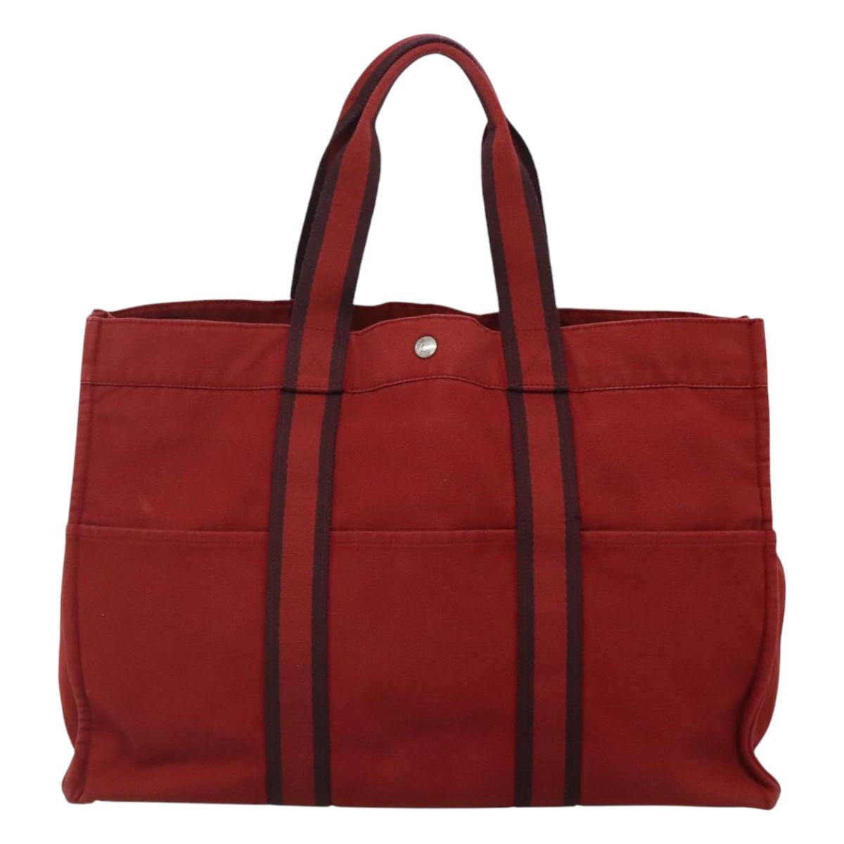 HERMES Fourre Tout GM Hand Bag Canvas Red Auth ti2838