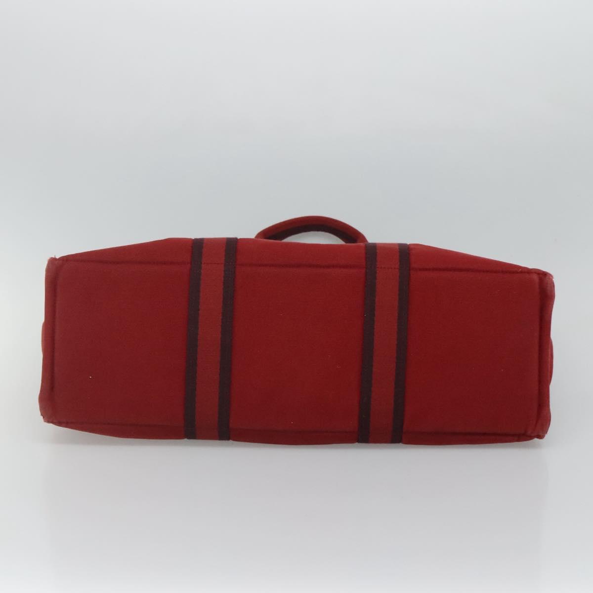 HERMES Fourre Tout GM Hand Bag Canvas Red Auth ti2838