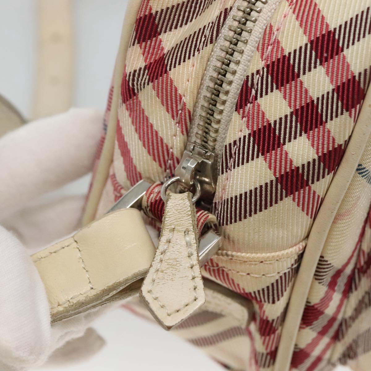 BURBERRY Nova Check Blue Label Shoulder Bag Nylon White Auth ti2846