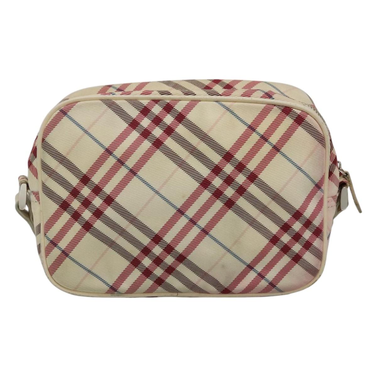 BURBERRY Nova Check Blue Label Shoulder Bag Nylon White Auth ti2846