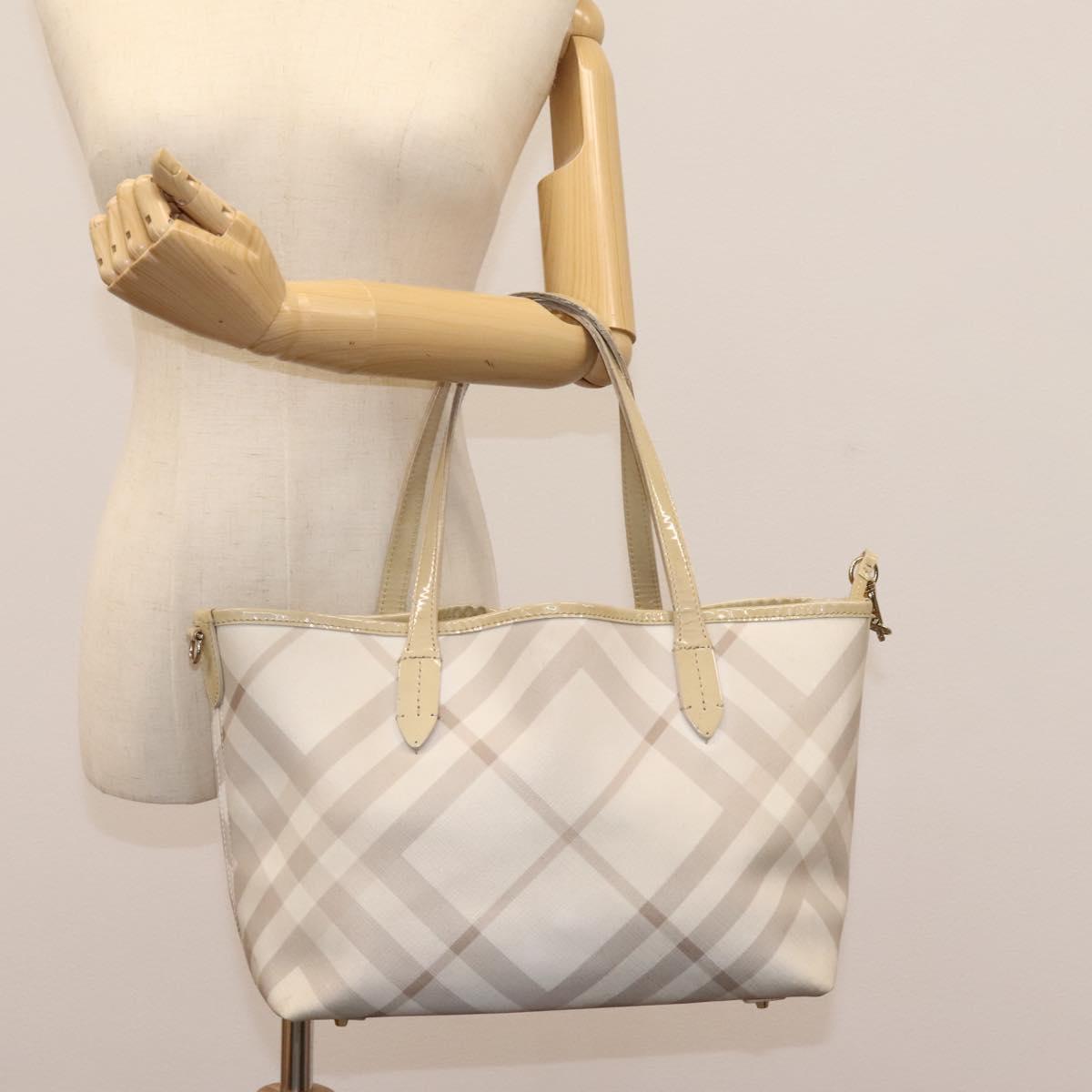 BURBERRY Nova Check Tote Bag PVC Beige Auth ti2855
