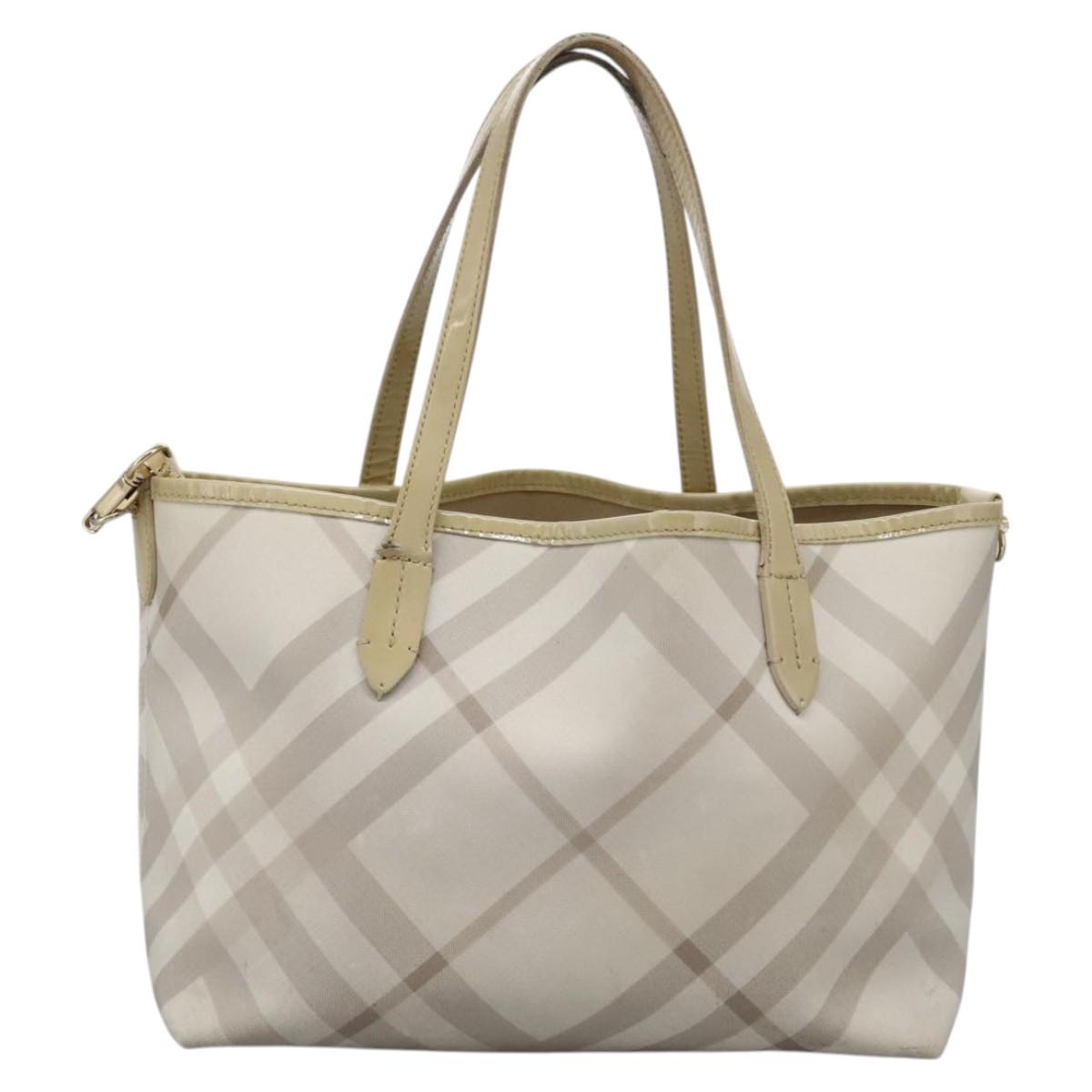 BURBERRY Nova Check Tote Bag PVC Beige Auth ti2855