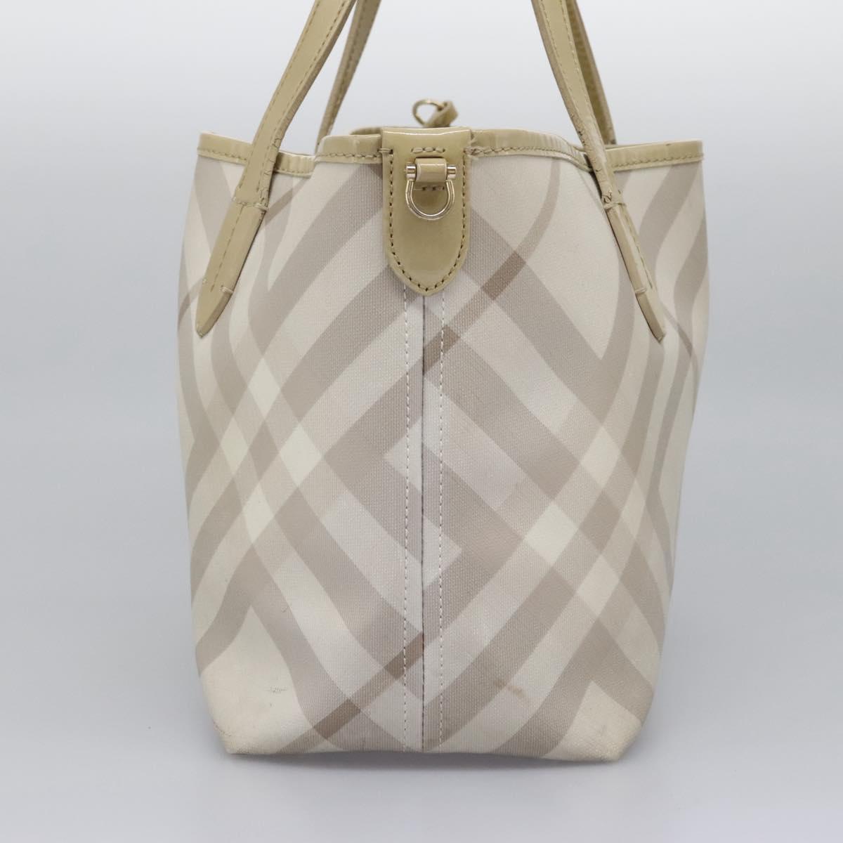BURBERRY Nova Check Tote Bag PVC Beige Auth ti2855