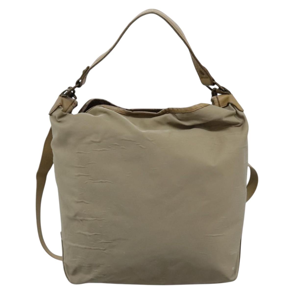 BURBERRY Blue Label Shoulder Bag Nylon 2way Beige Auth ti2857