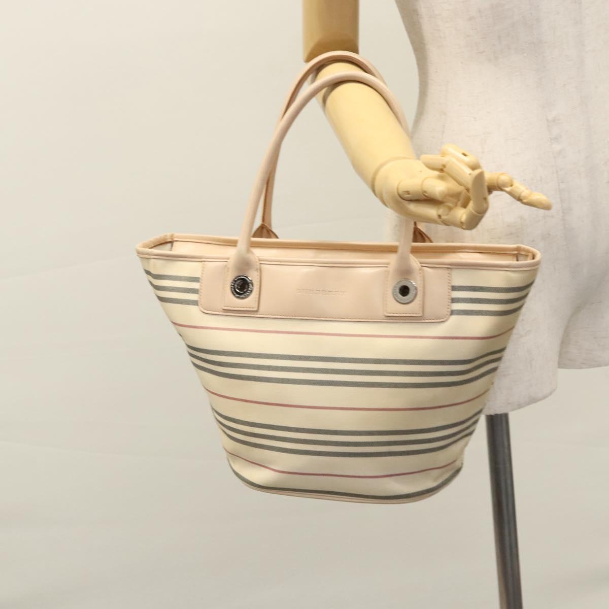 BURBERRY Hand Bag Canvas Beige Auth ti2859