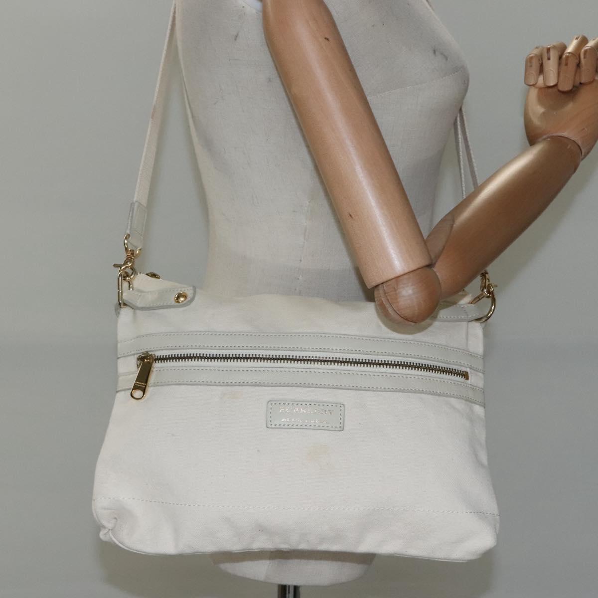 BURBERRY Blue Label Shoulder Bag Canvas Beige Auth ti2861