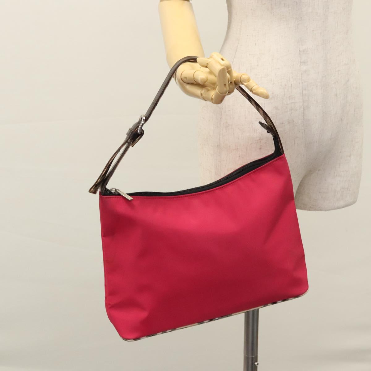 BURBERRY Nova Check Blue Label Shoulder Bag Nylon Pink Auth ti2865
