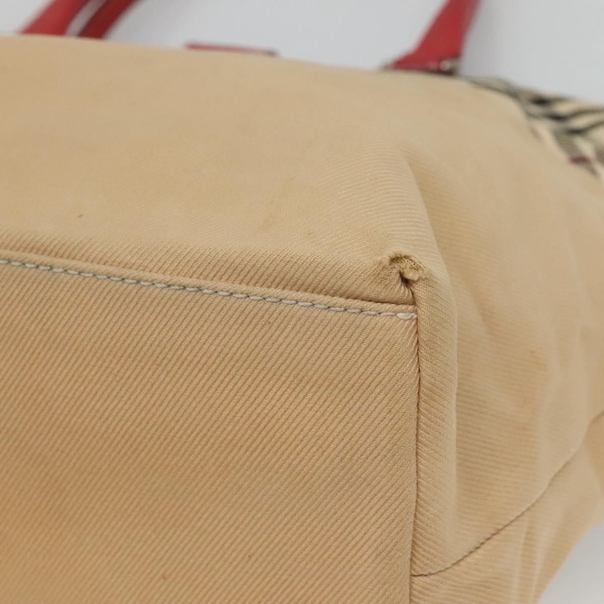BURBERRY Blue Label Nova Check Tote Bag Canvas Beige Auth ti2867