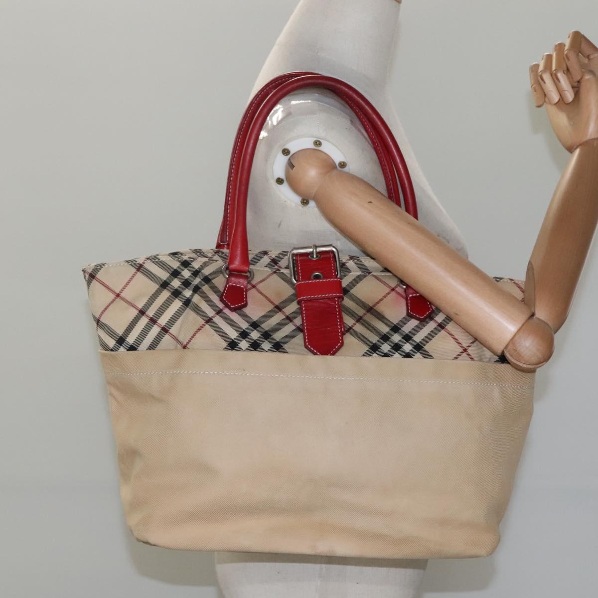 BURBERRY Blue Label Nova Check Tote Bag Canvas Beige Auth ti2867