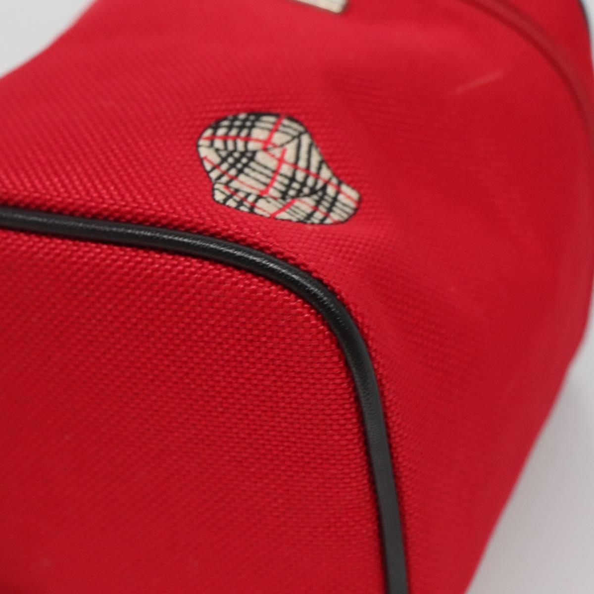 BURBERRY Vanity Cosmetic Pouch Canvas Red Auth ti2868