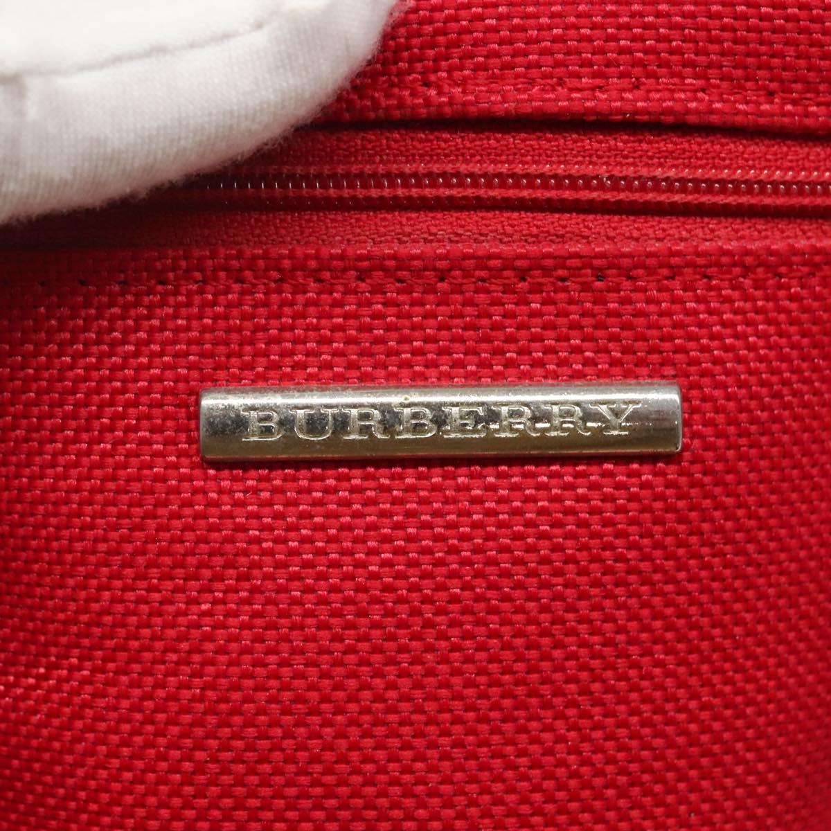 BURBERRY Vanity Cosmetic Pouch Canvas Red Auth ti2868