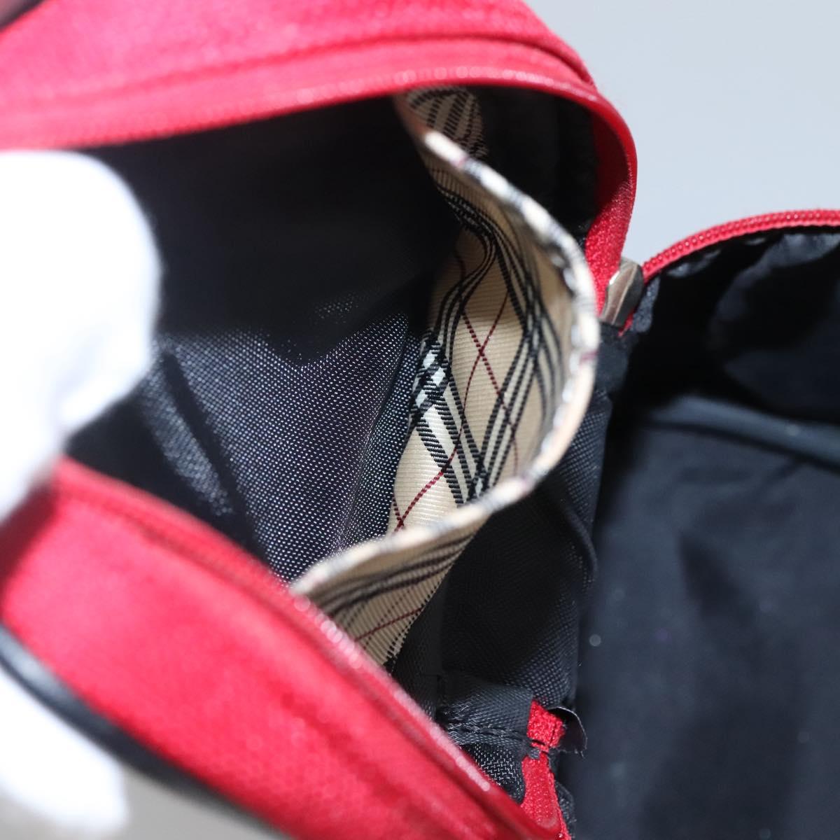 BURBERRY Vanity Cosmetic Pouch Canvas Red Auth ti2868