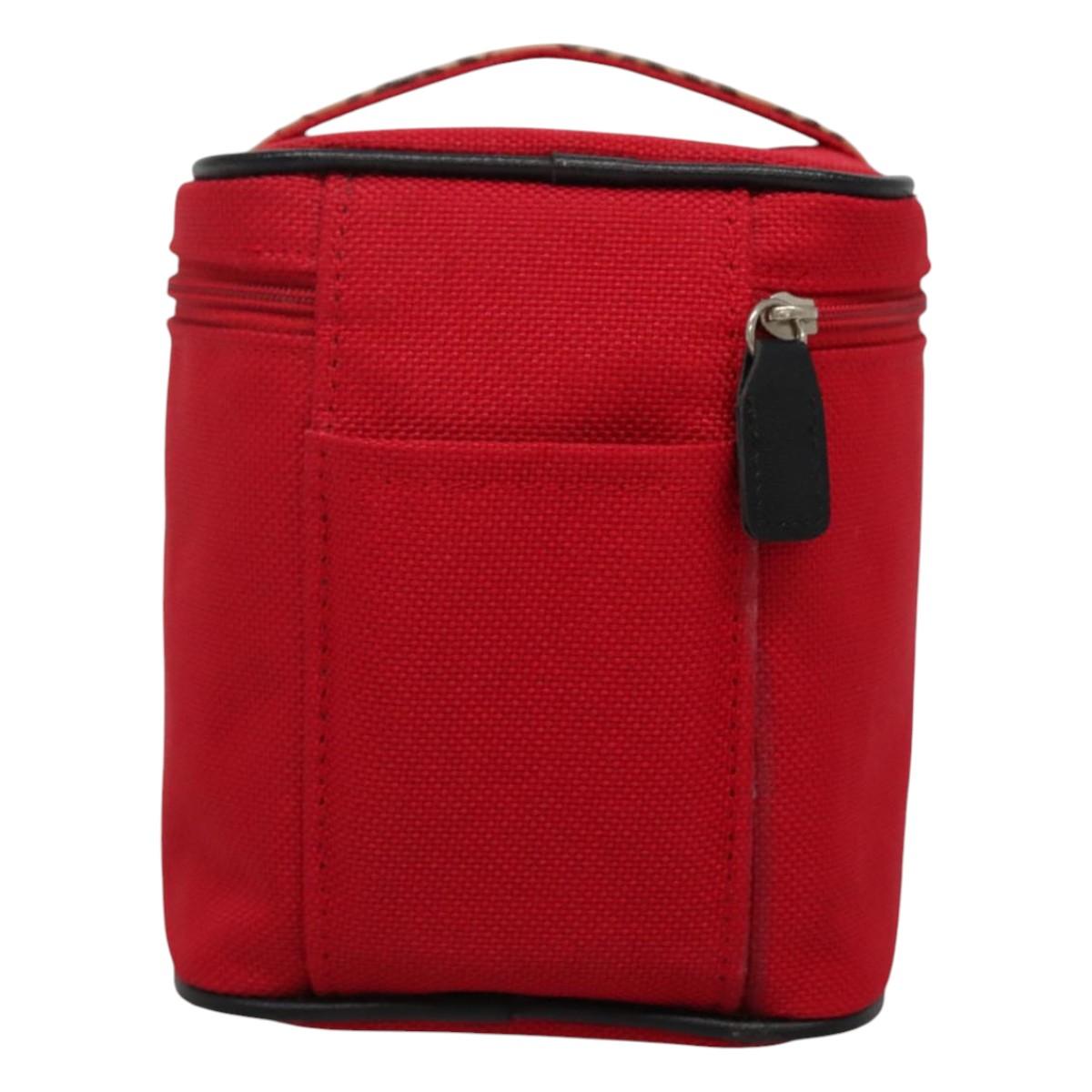 BURBERRY Vanity Cosmetic Pouch Canvas Red Auth ti2868