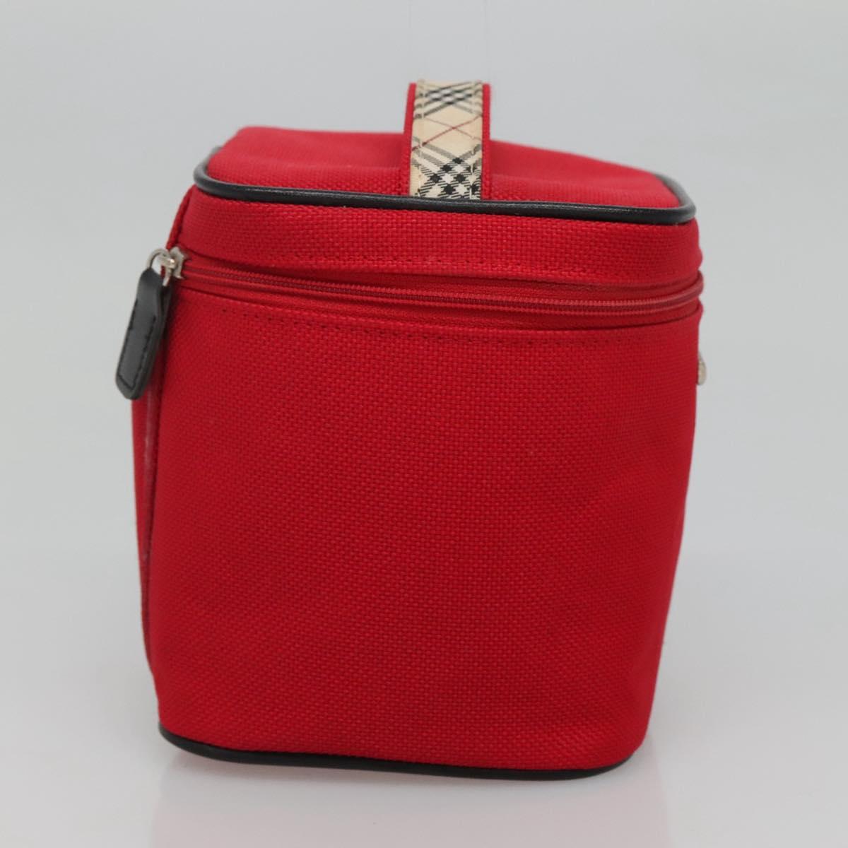 BURBERRY Vanity Cosmetic Pouch Canvas Red Auth ti2868