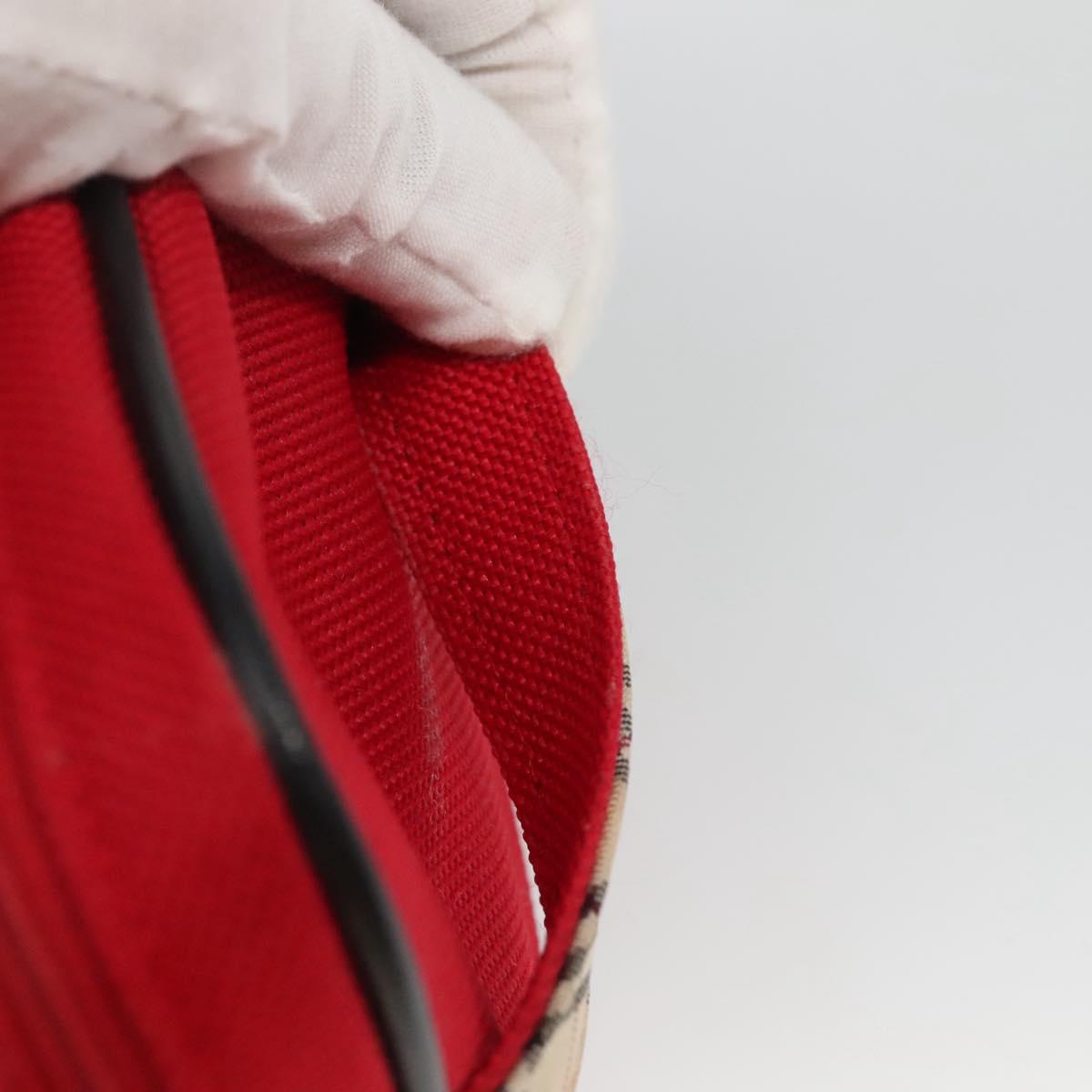 BURBERRY Vanity Cosmetic Pouch Canvas Red Auth ti2868