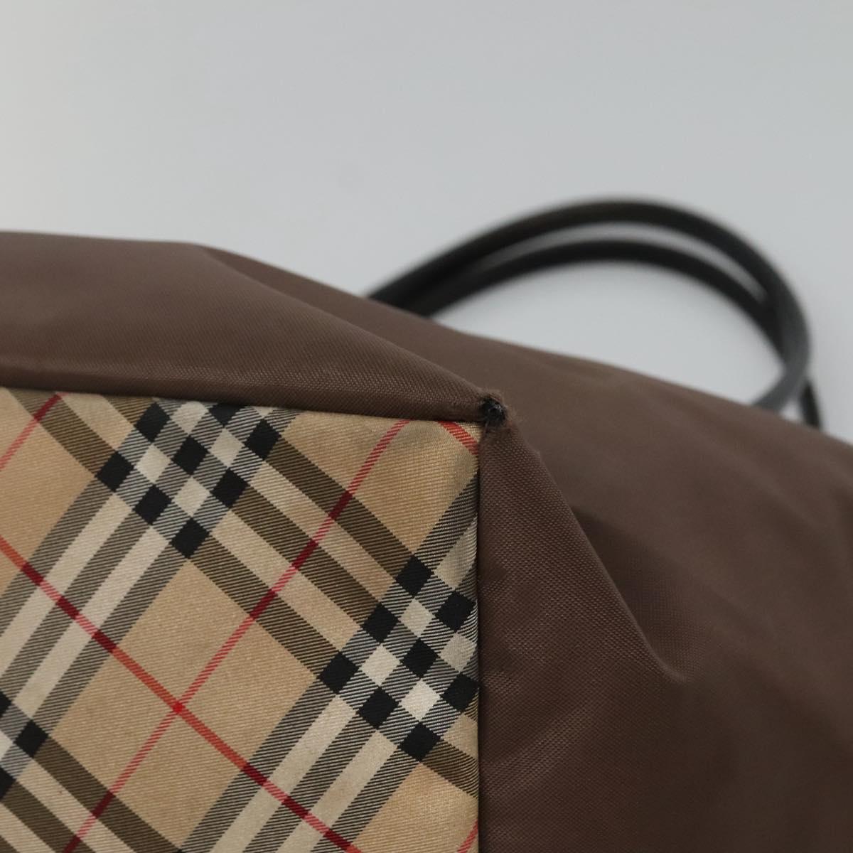 Burberrys Blue Label Tote Bag Nylon Brown Auth ti2871