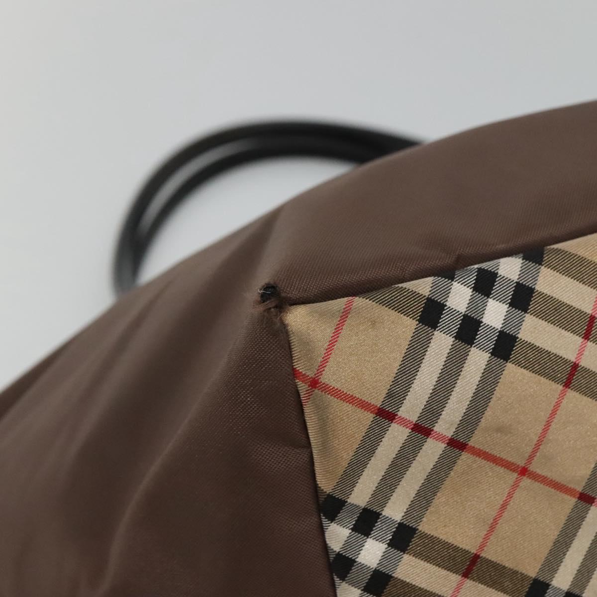 Burberrys Blue Label Tote Bag Nylon Brown Auth ti2871
