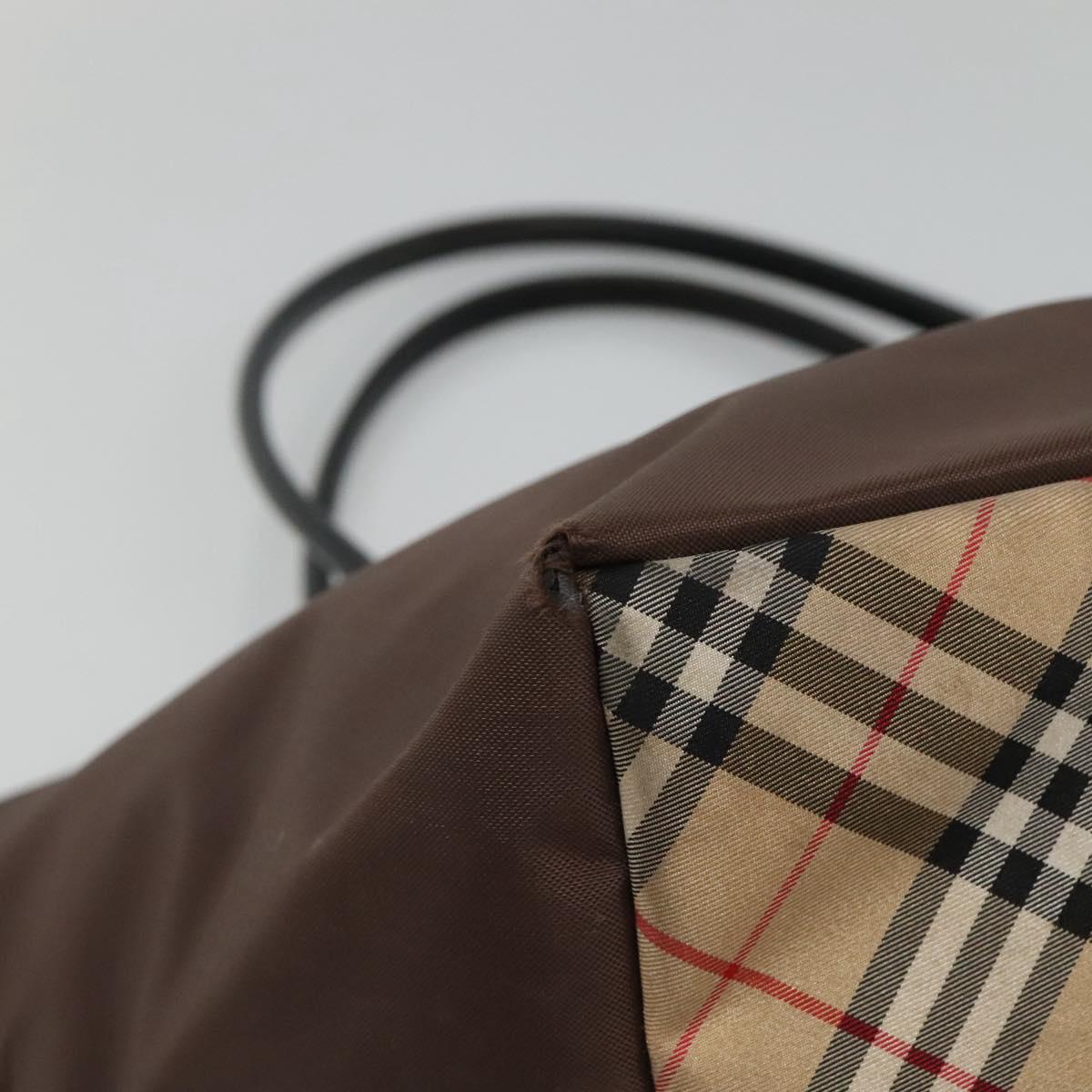 Burberrys Blue Label Tote Bag Nylon Brown Auth ti2871