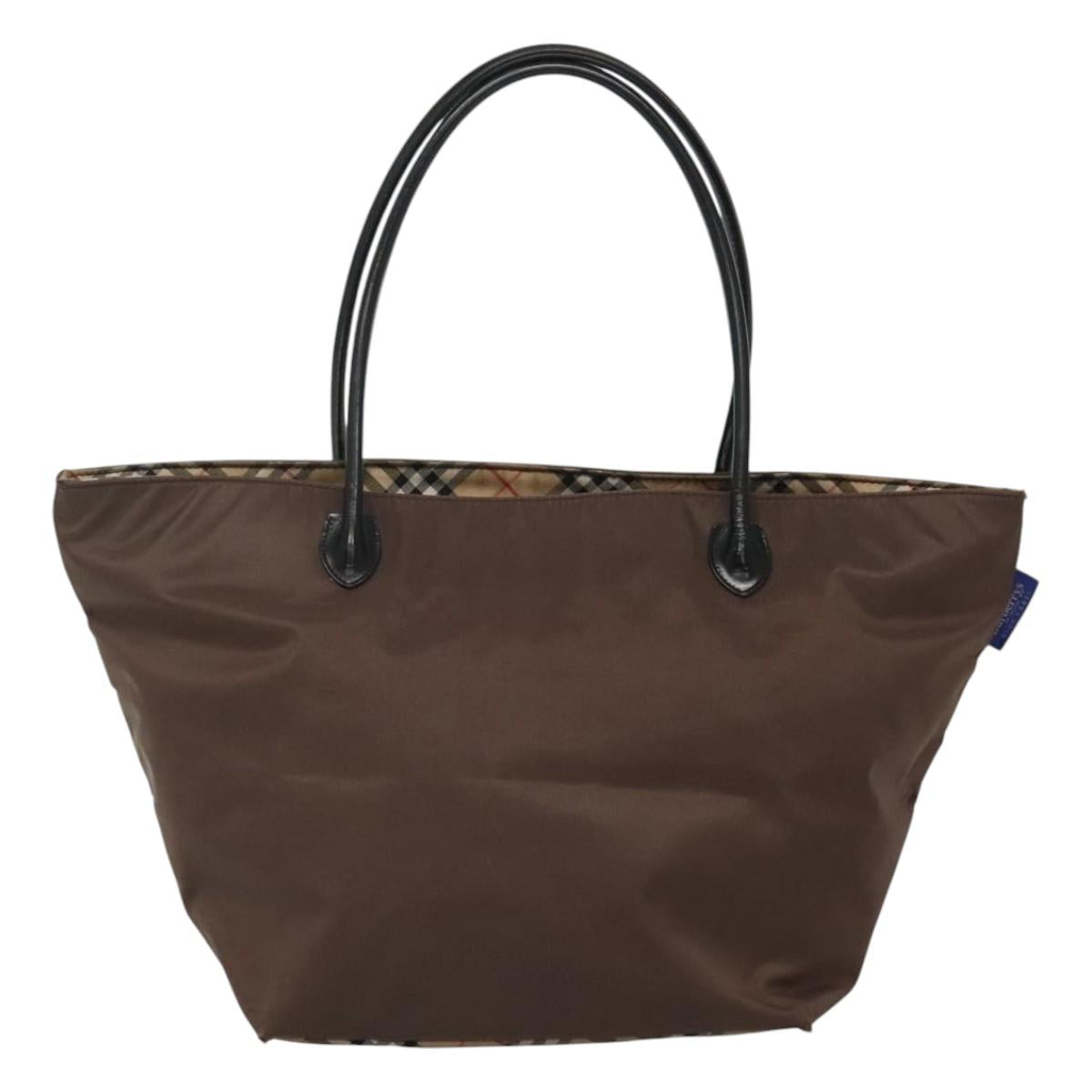 Burberrys Blue Label Tote Bag Nylon Brown Auth ti2871