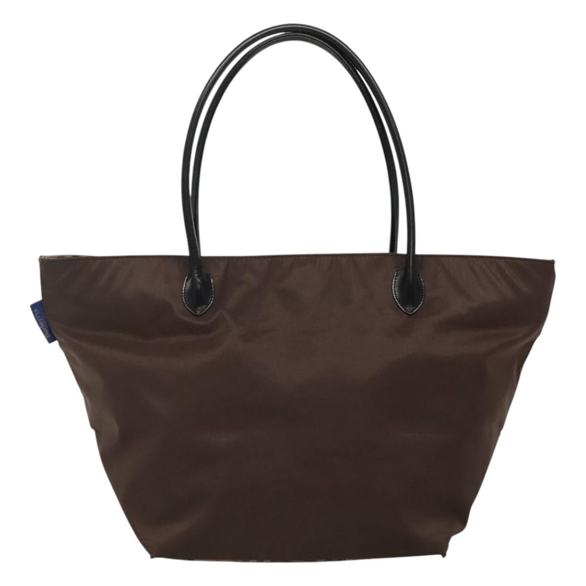 Burberrys Blue Label Tote Bag Nylon Brown Auth ti2871